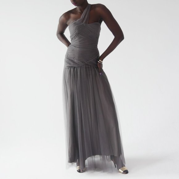 New! Monique Lhuillier – One-Shoulder Tulle Gown - Picture 1 of 3